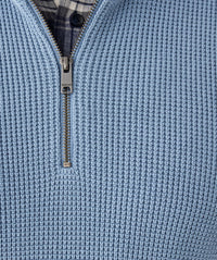 Cotton Waffle Half Zip Knit - Steel-GAZMAN