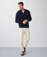 Cotton Waffle Half Zip Knit - Navy-GAZMAN