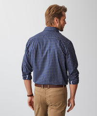 Easy Care Twill Check Long Sleeve Shirt - Navy-GAZMAN