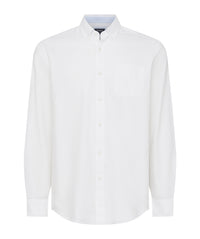 Plain Casual Oxford Long Sleeve Shirt - White