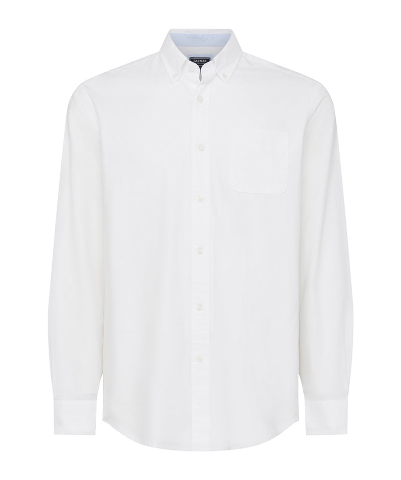 Plain Casual Oxford Long Sleeve Shirt - White