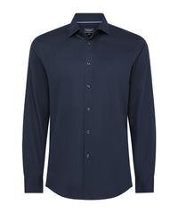 Tailored Non-Iron Dobby Long Sleeve Shirt - Navy