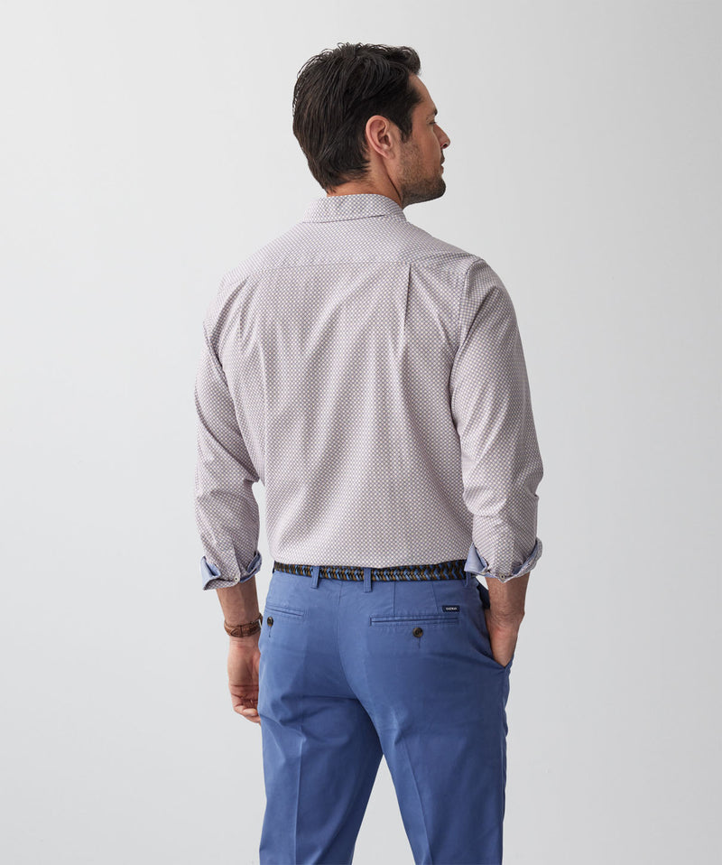 Tailored Easy Care Geo Print Long Sleeve Shirt - Multi-GAZMAN