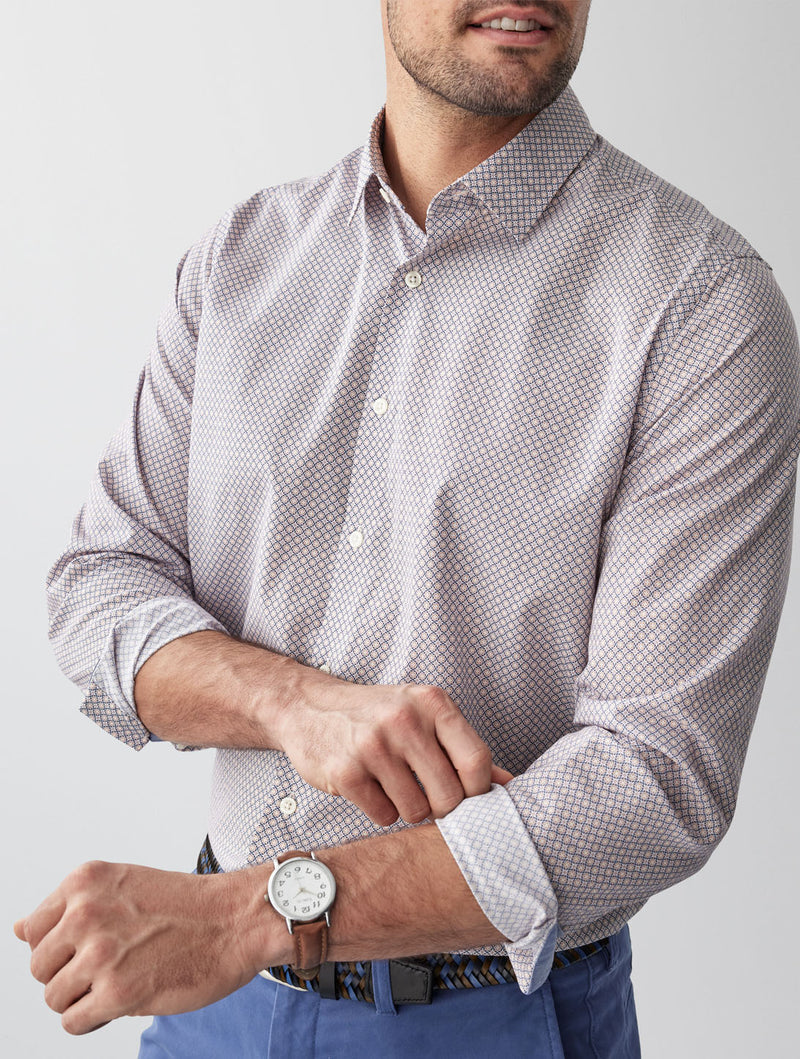 Tailored Easy Care Geo Print Long Sleeve Shirt - Multi-GAZMAN