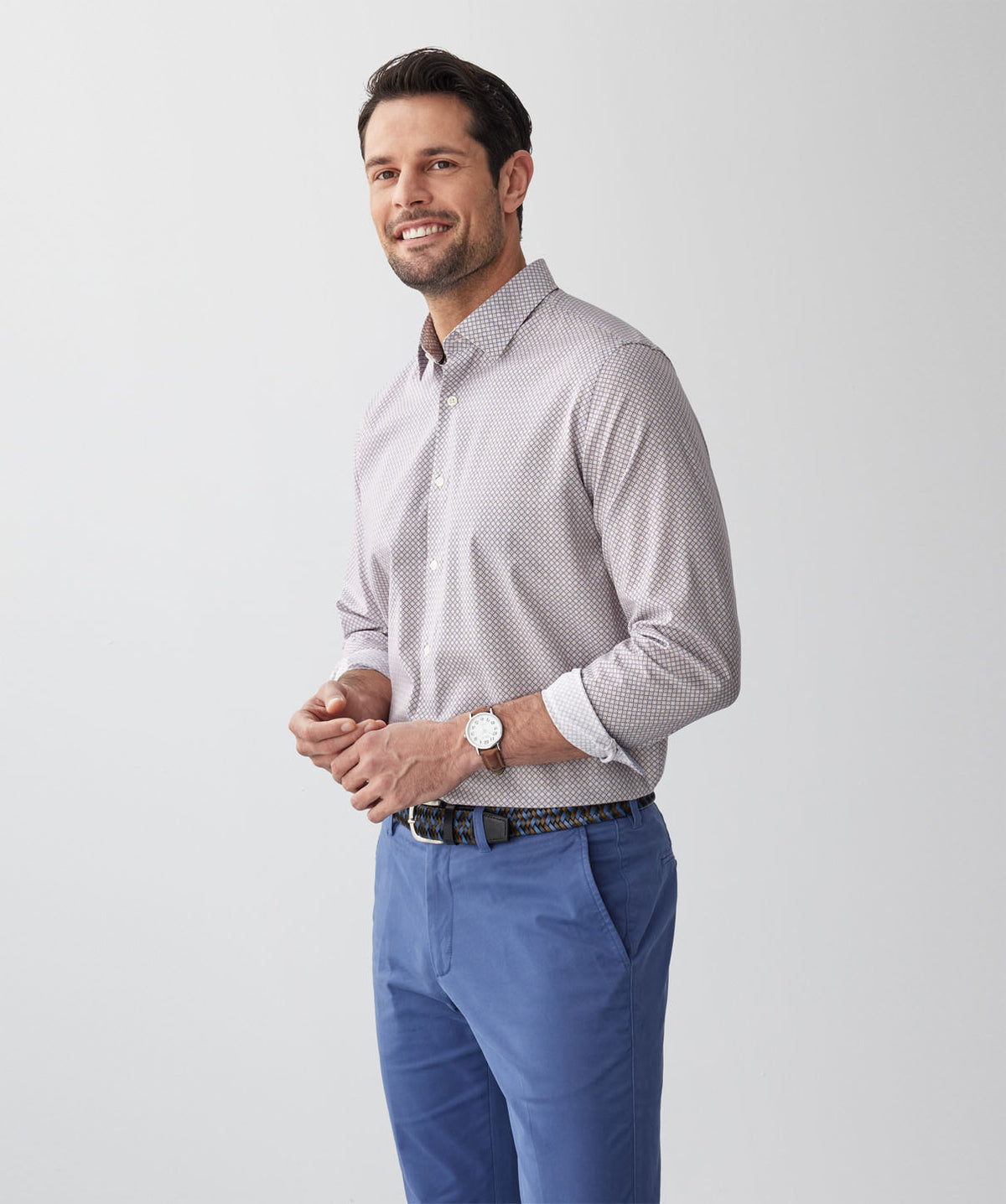 Tailored Easy Care Geo Print Long Sleeve Shirt - Multi-GAZMAN