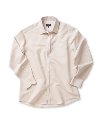 Linen Blend Houndstooth Long Sleeve Shirt - Natural-GAZMAN