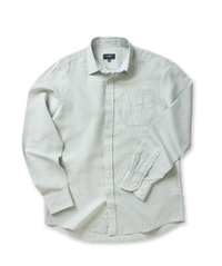 Linen Blend Houndstooth Long Sleeve Shirt - Sage-GAZMAN