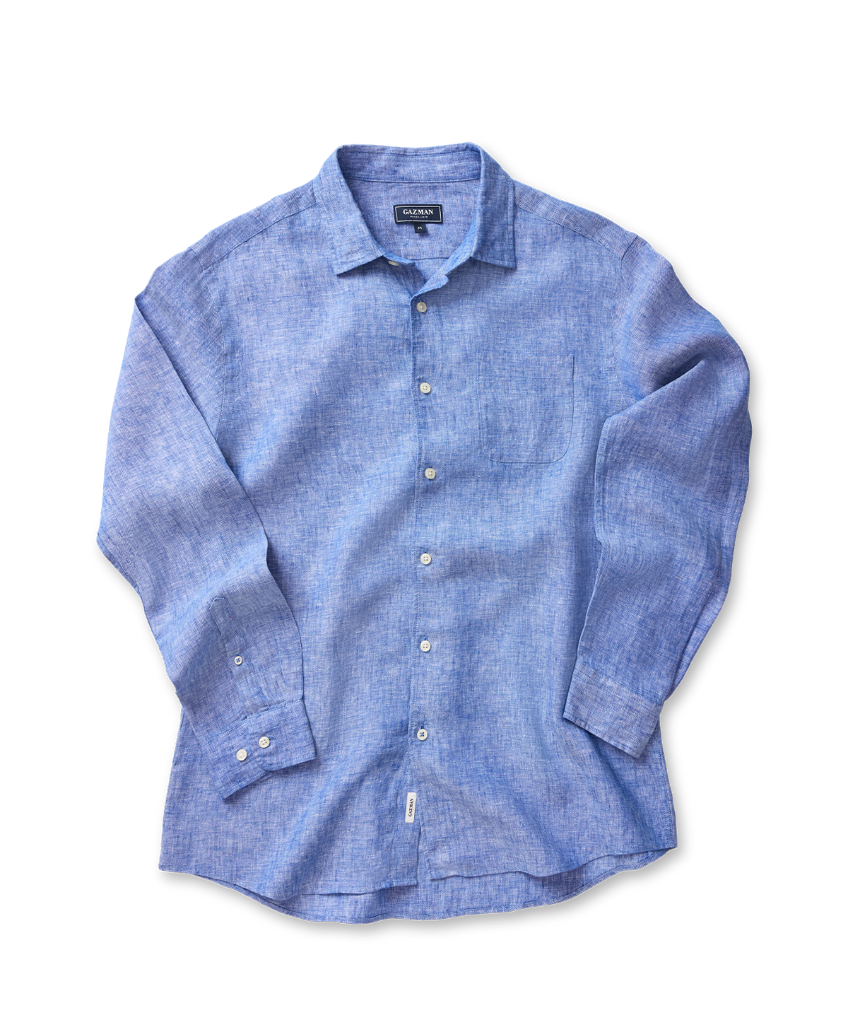 Pure French Linen Long Sleeve Shirt - Blue-GAZMAN