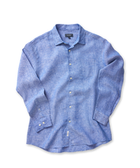 Pure French Linen Long Sleeve Shirt - Blue-GAZMAN