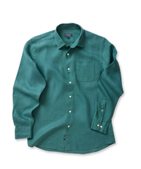 Pure French Linen Long Sleeve Shirt - Evergreen-GAZMAN