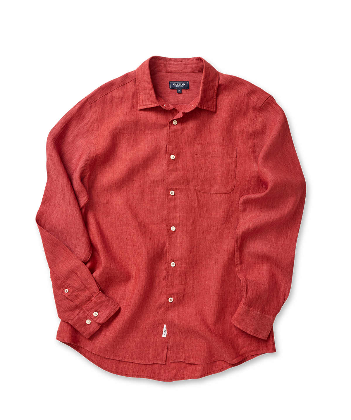 Pure French Linen Long Sleeve Shirt - Paprika-GAZMAN