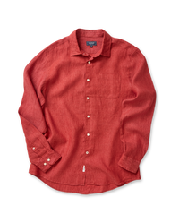 Pure French Linen Long Sleeve Shirt - Paprika-GAZMAN