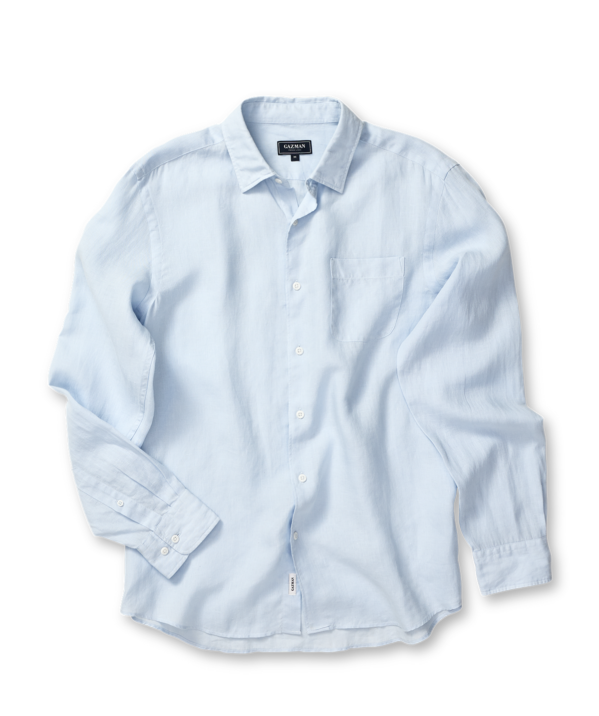 Pure French Linen Long Sleeve Shirt - Sky Blue-GAZMAN