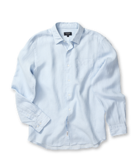 Pure French Linen Long Sleeve Shirt - Sky Blue-GAZMAN