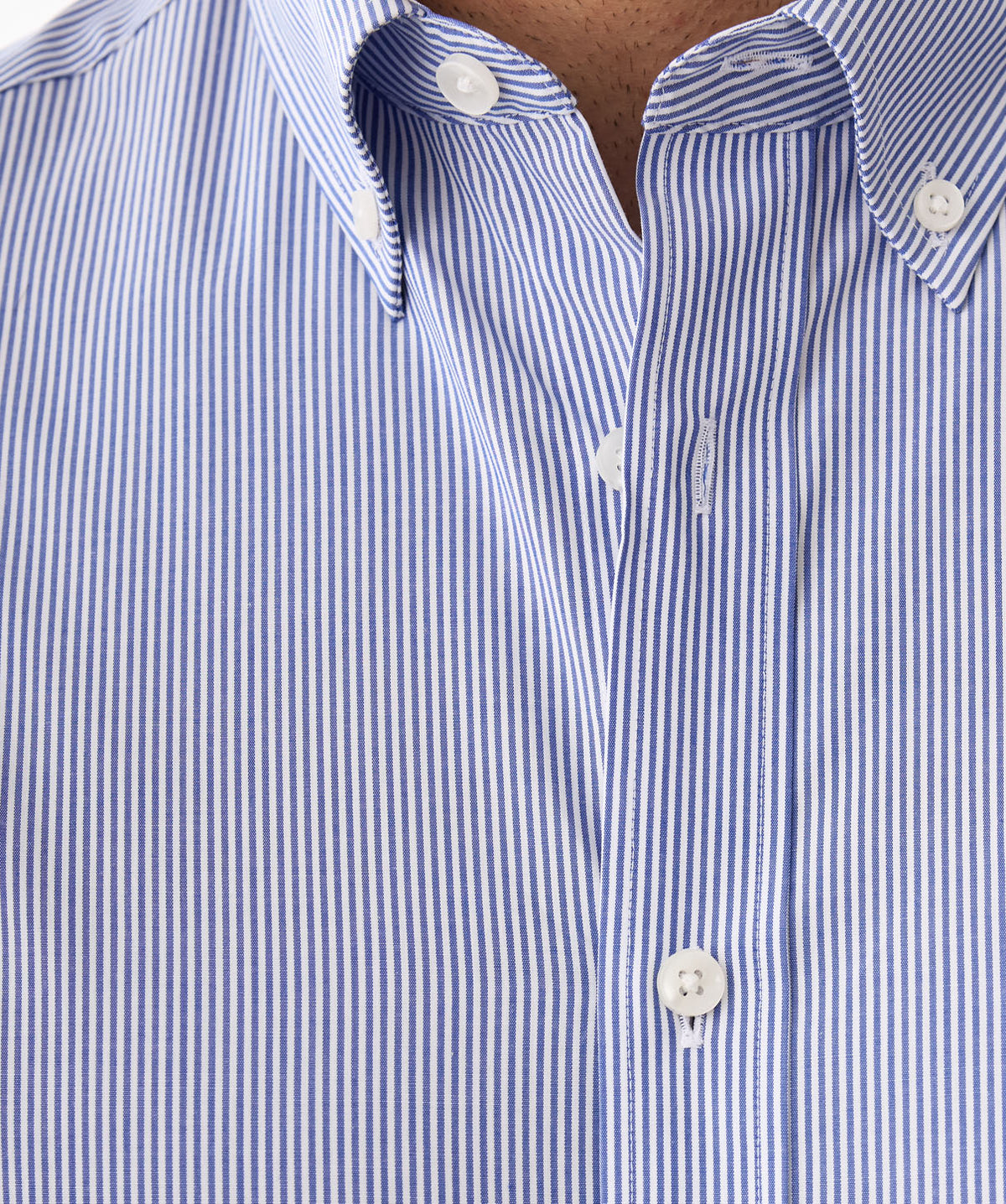 Tailored Easy Care Stripe Long Sleeve Shirt - Blue Carbon-GAZMAN