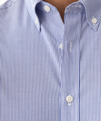 Tailored Easy Care Stripe Long Sleeve Shirt - Blue Carbon-GAZMAN