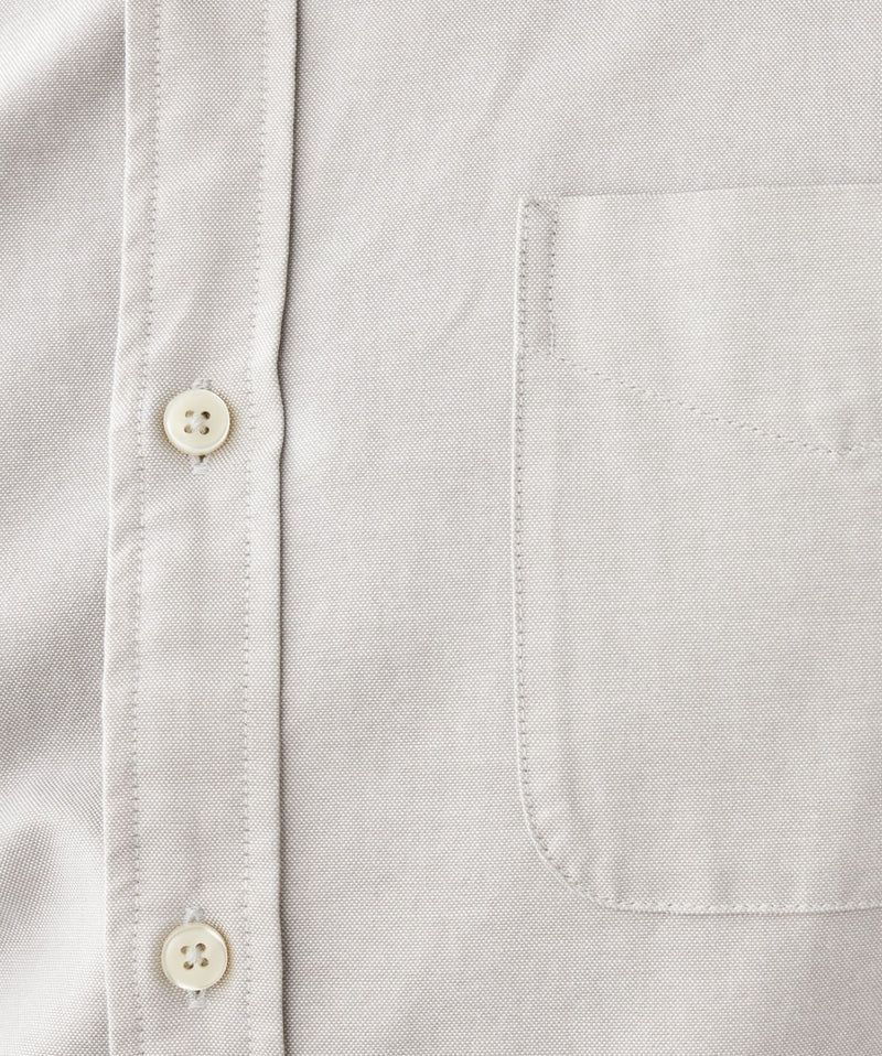 Tailored Fit Plain Casual Oxford Long Sleeve Shirt - Stone-GAZMAN