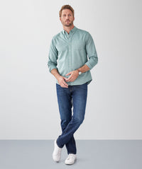 Plain Casual Oxford Long Sleeve Shirt - Green-GAZMAN