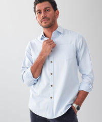 Casual Bedford Long Sleeve Shirt - Sky Blue-GAZMAN
