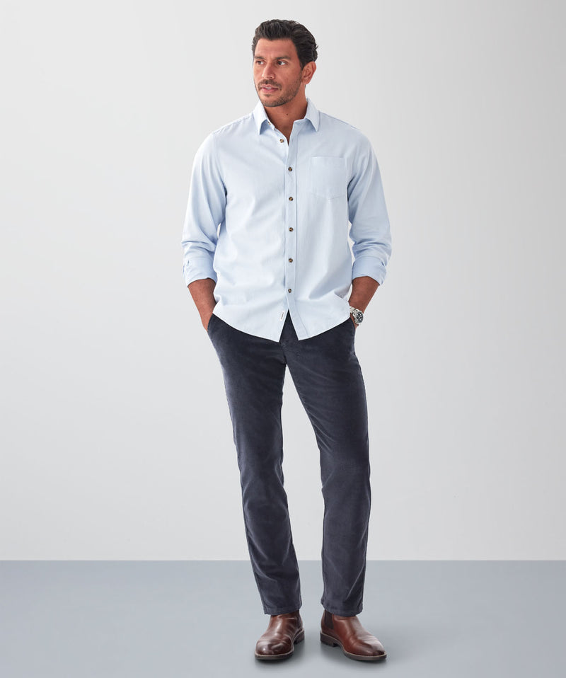 Casual Bedford Long Sleeve Shirt - Sky Blue-GAZMAN