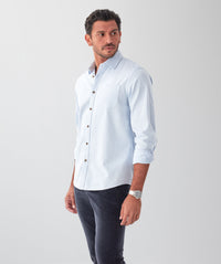 Casual Bedford Long Sleeve Shirt - Sky Blue-GAZMAN
