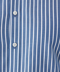 Tailored Fit Easy Care Stripe Long Sleeve Shirt - Denim-GAZMAN