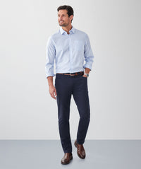 Easy Care Check Long Sleeve Shirt - Sky Blue-GAZMAN
