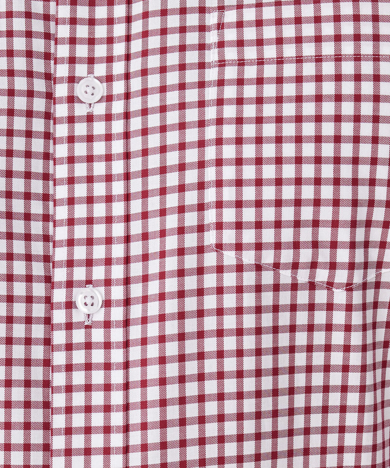 Easy Care Check Long Sleeve Shirt - Red-GAZMAN