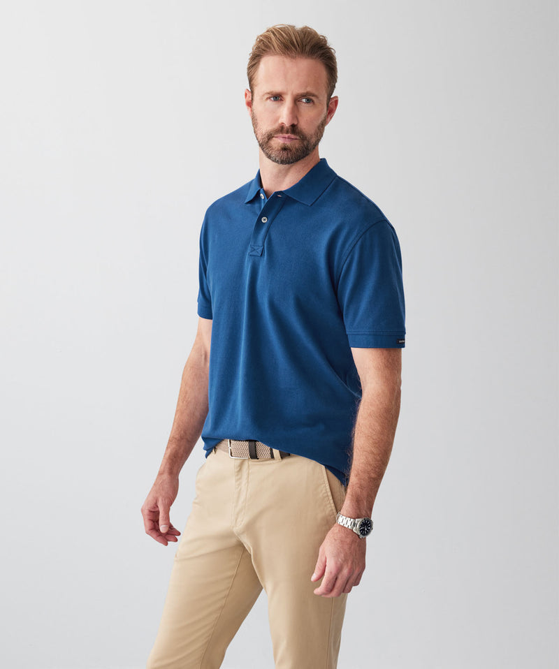 Classic Pique Polo - Blue Melange-GAZMAN