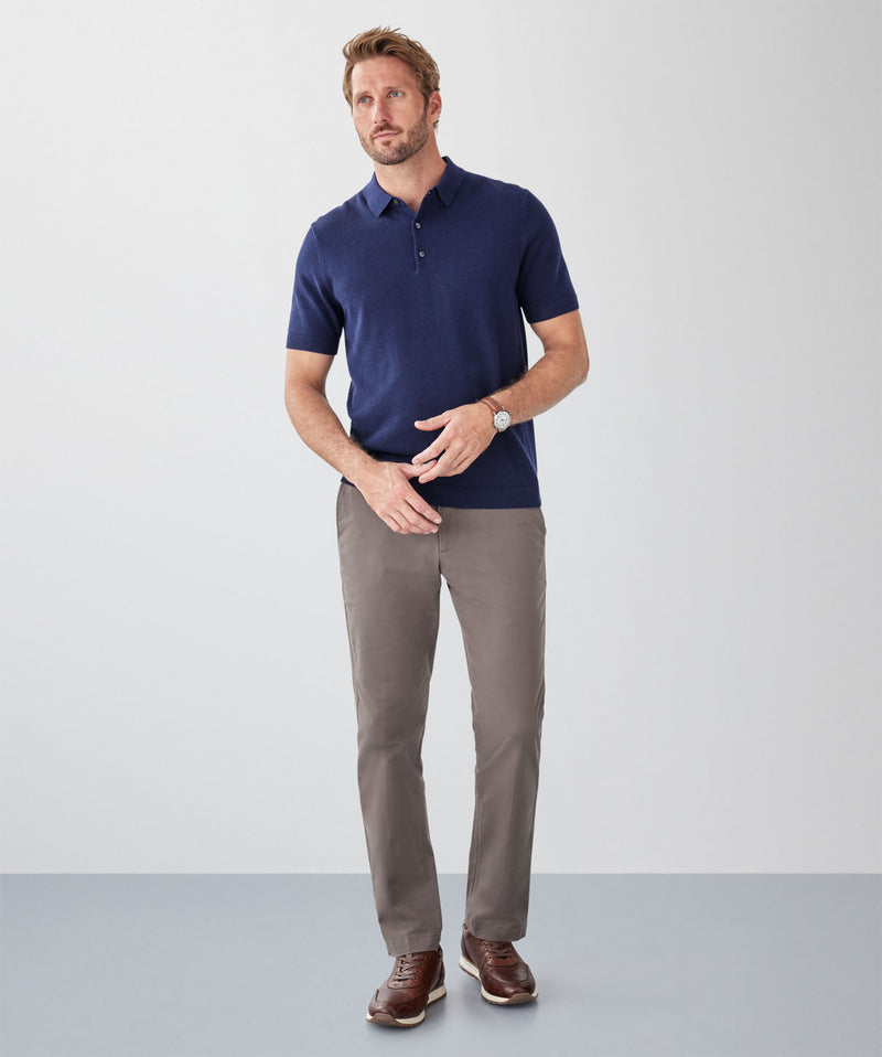 Textured Knit Polo - Denim-GAZMAN