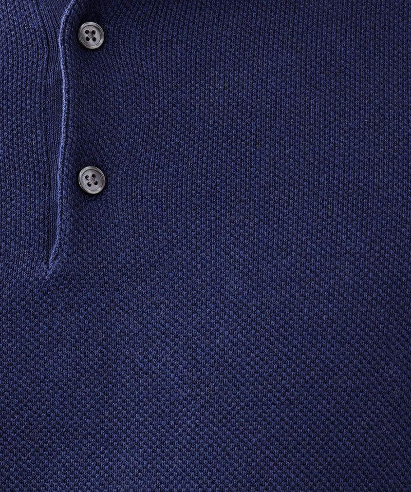 Textured Knit Polo - Denim-GAZMAN