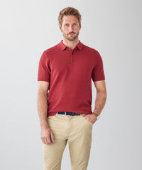 Textured Knit Polo - Red-GAZMAN