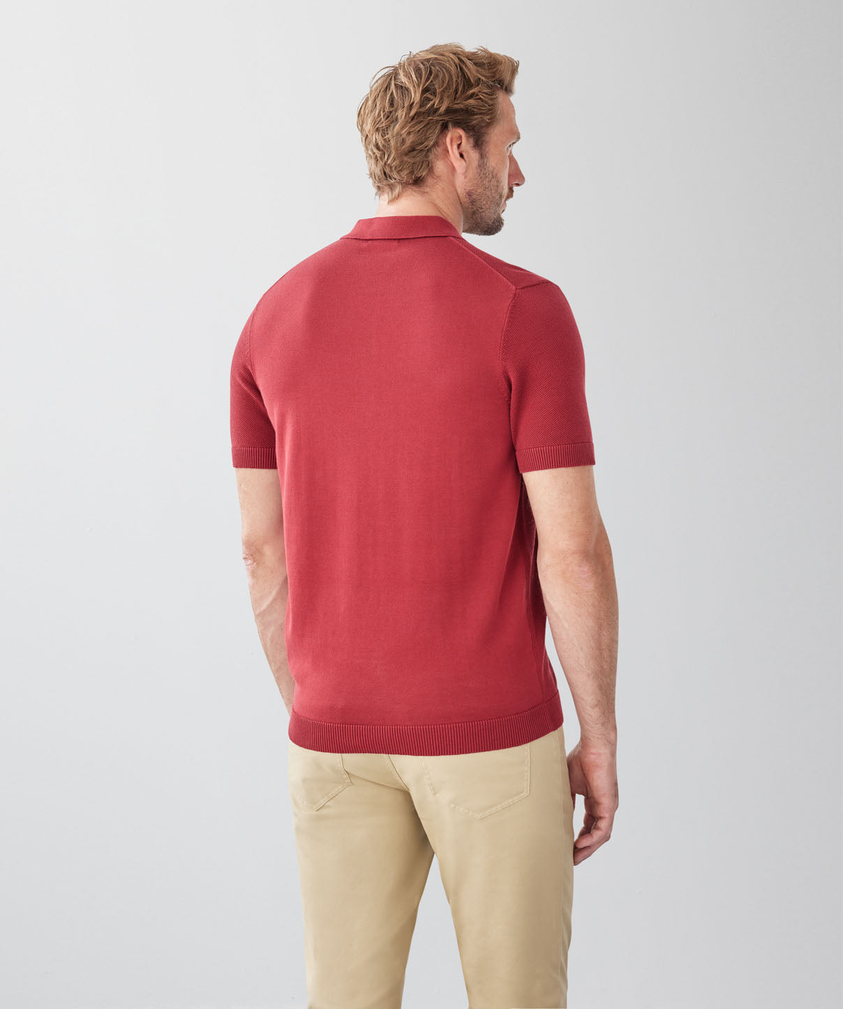 Textured Knit Polo - Red - polos - GAZMAN