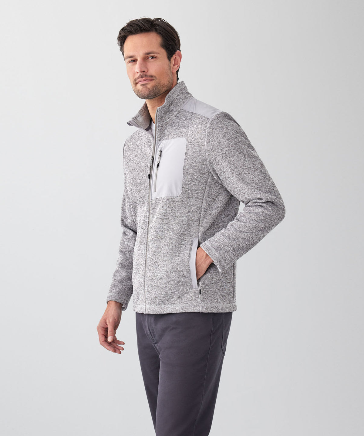GAZFLEX Zip Through Sweat - Grey Melange-GAZMAN