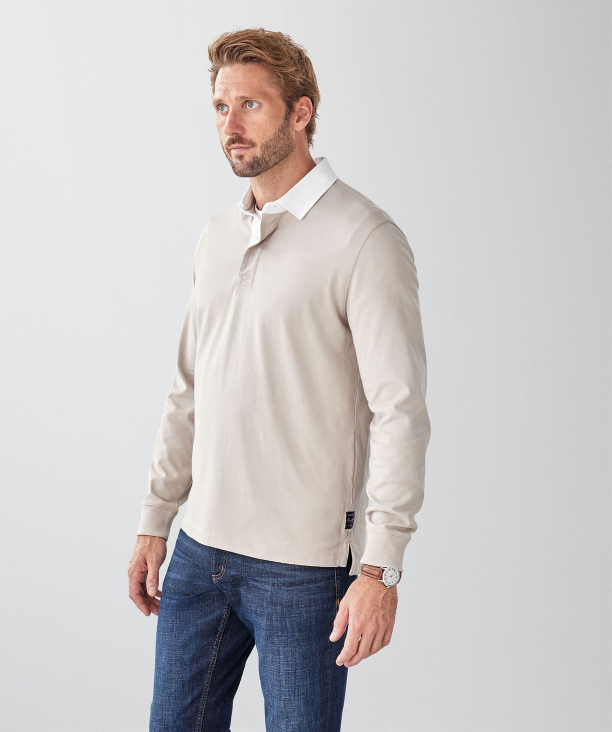 Plain Rugby Jumper - Taupe-GAZMAN