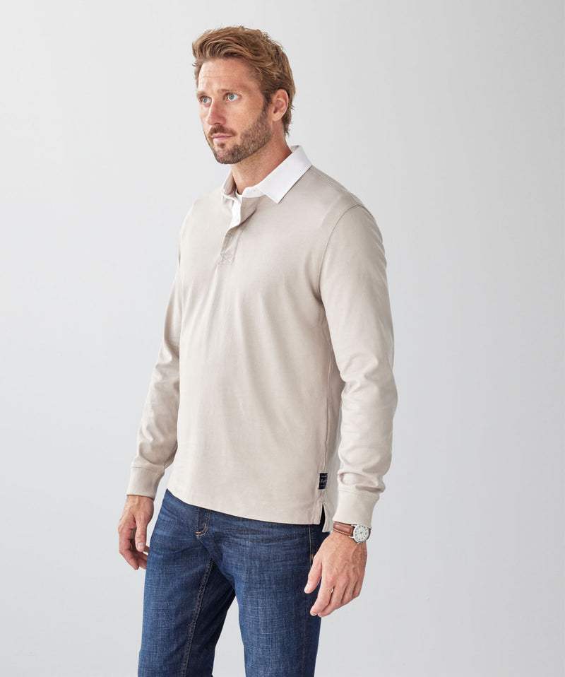 Plain Rugby Jumper - Taupe-GAZMAN