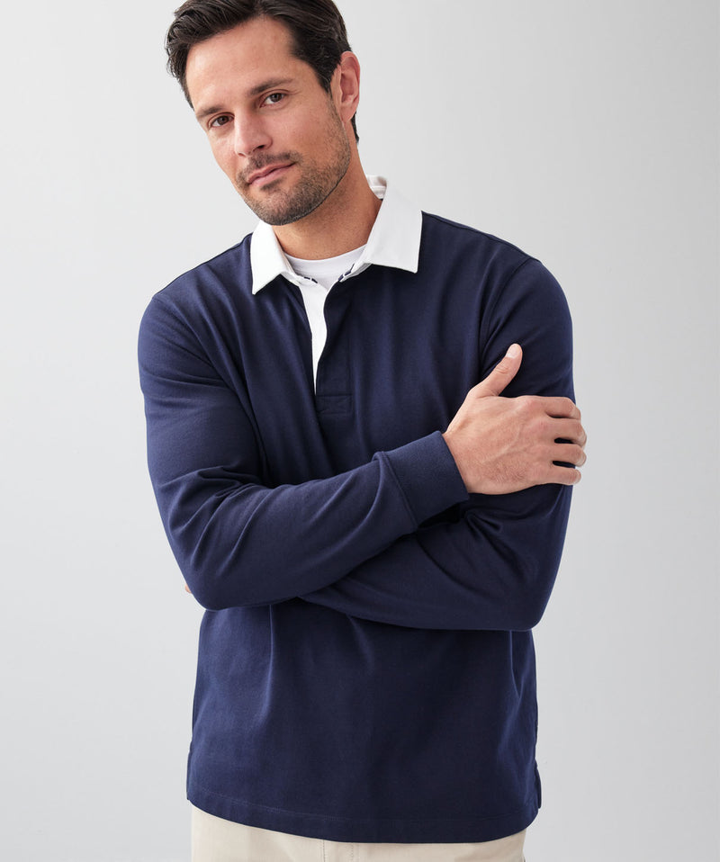 Plain Rugby Jumper - Navy-GAZMAN