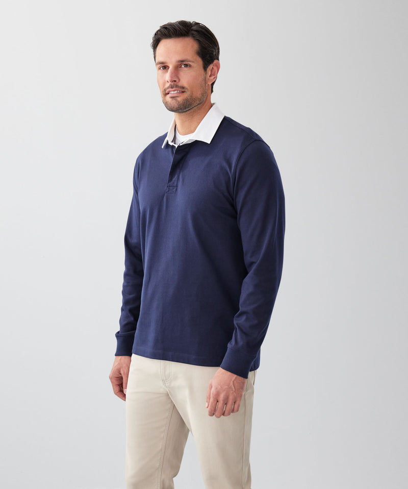 Plain Rugby Jumper - Navy-GAZMAN