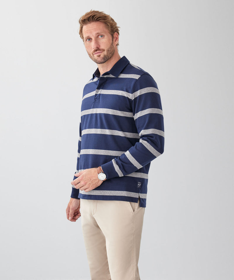 Striped Rugby Jumper - Navy-GAZMAN