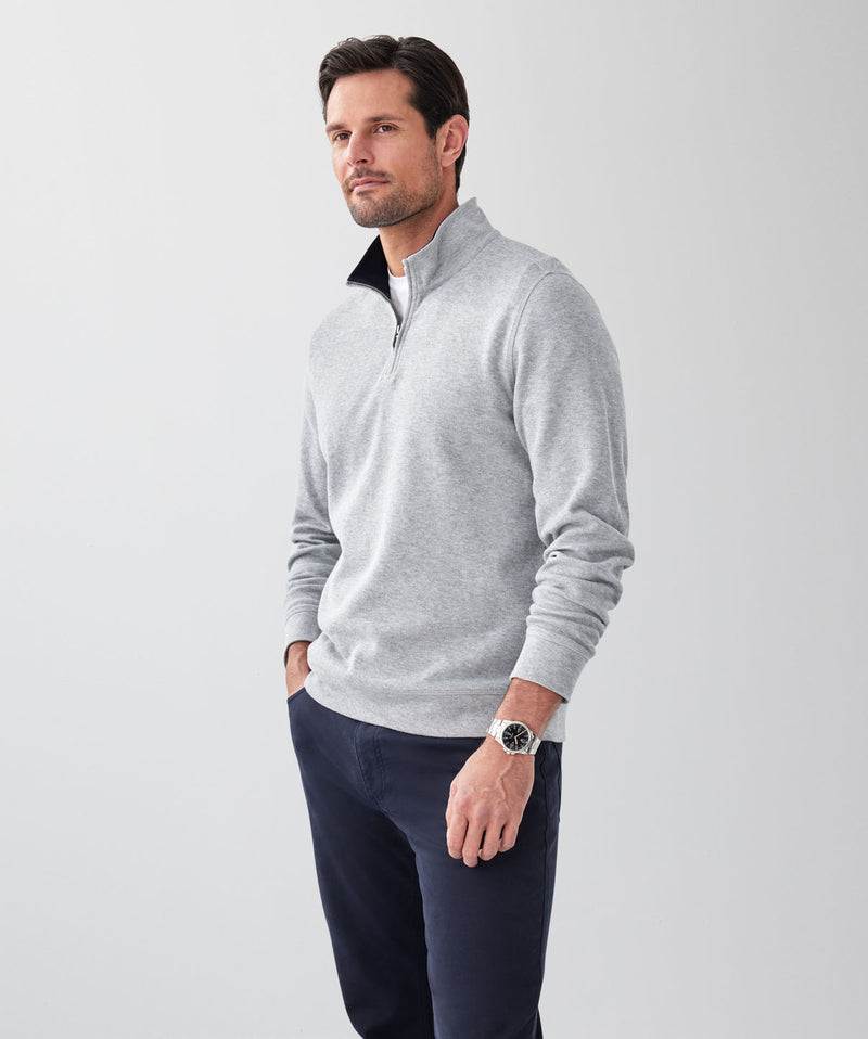 Half Zip Sweat - Grey Melange-GAZMAN