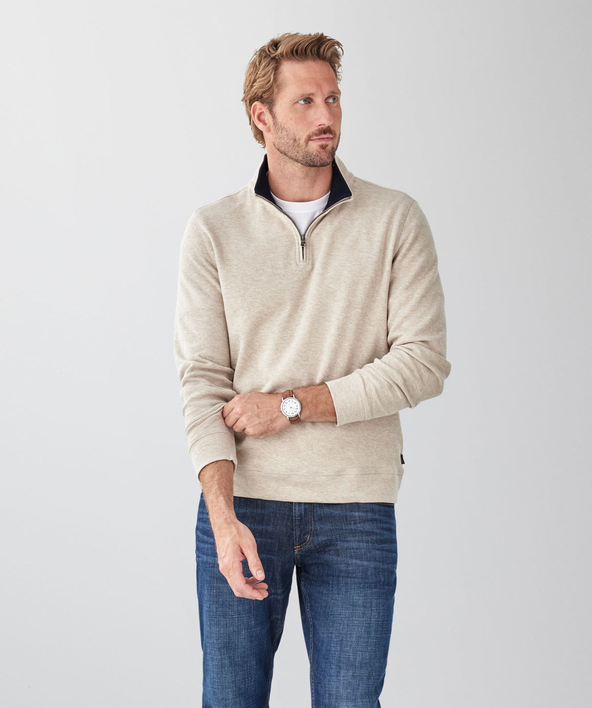 Half Zip Sweat - Sand-GAZMAN