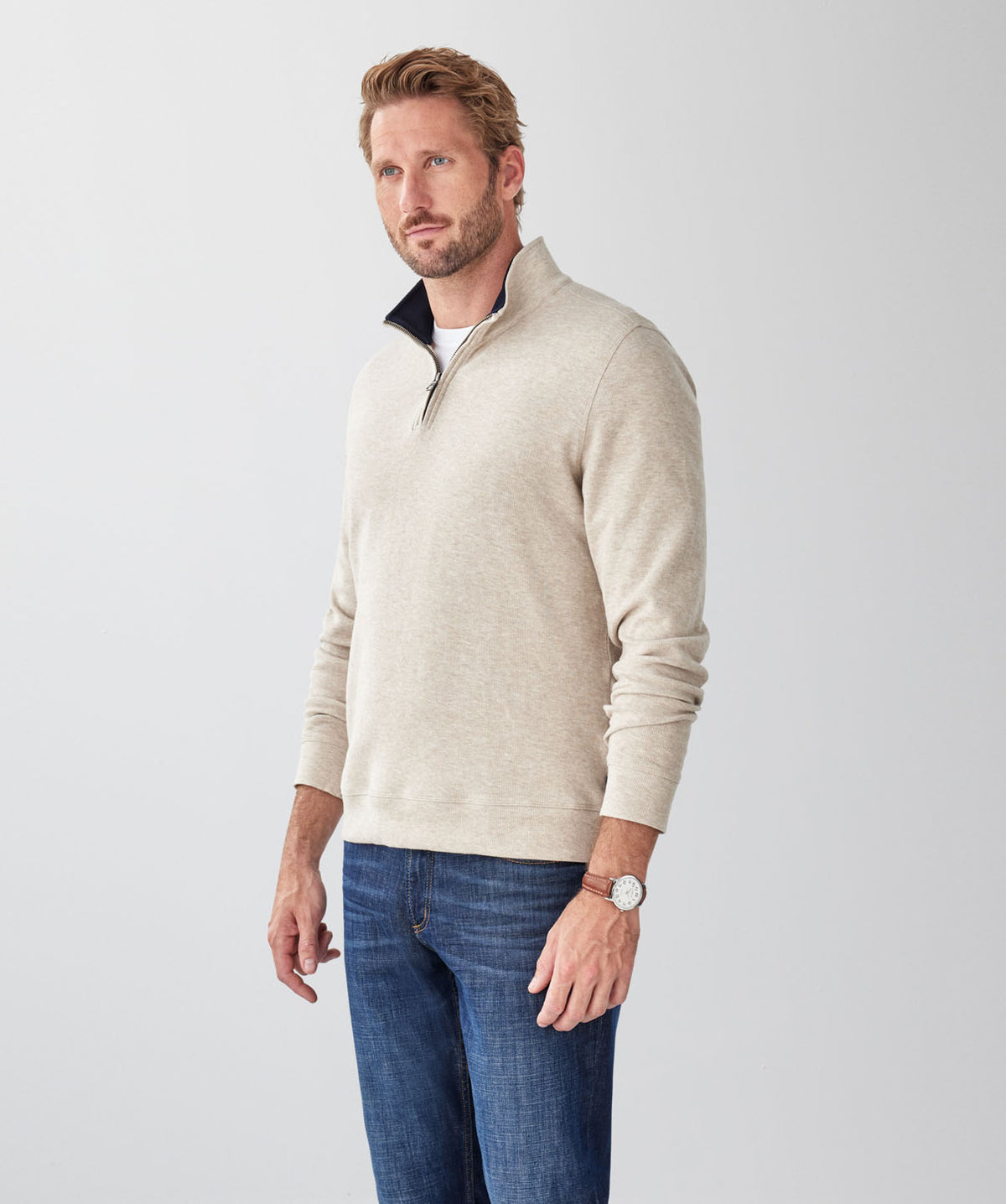 Half Zip Sweat - Sand-GAZMAN