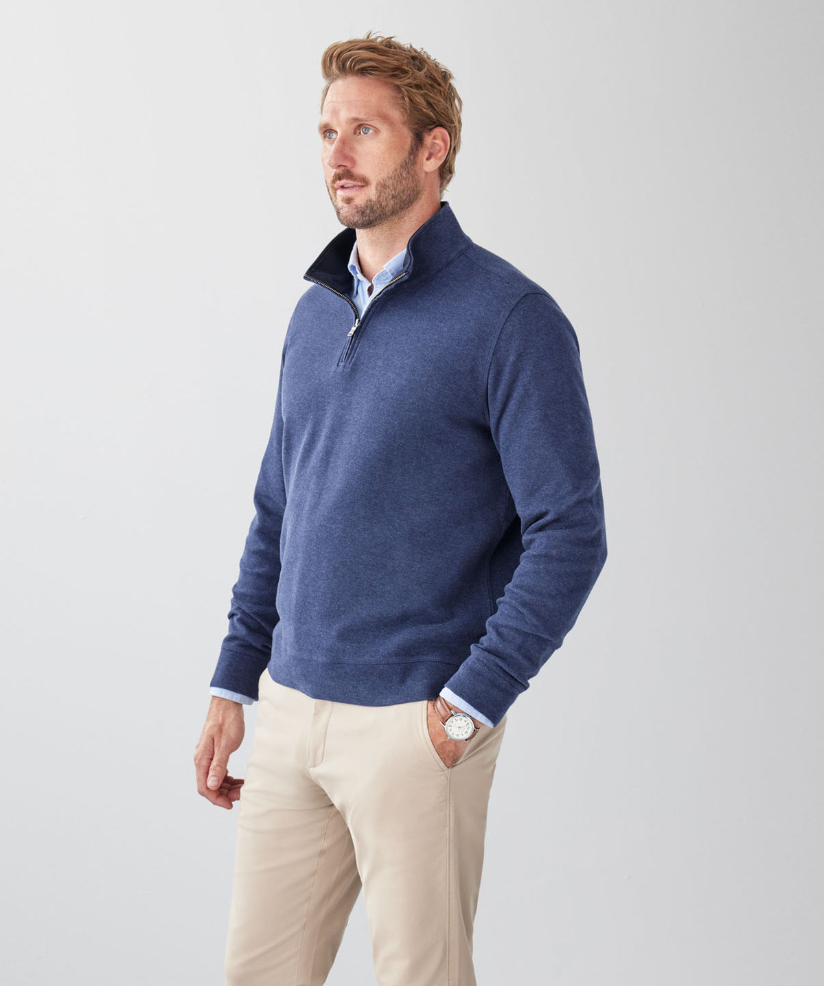 Half Zip Sweat - Navy-GAZMAN