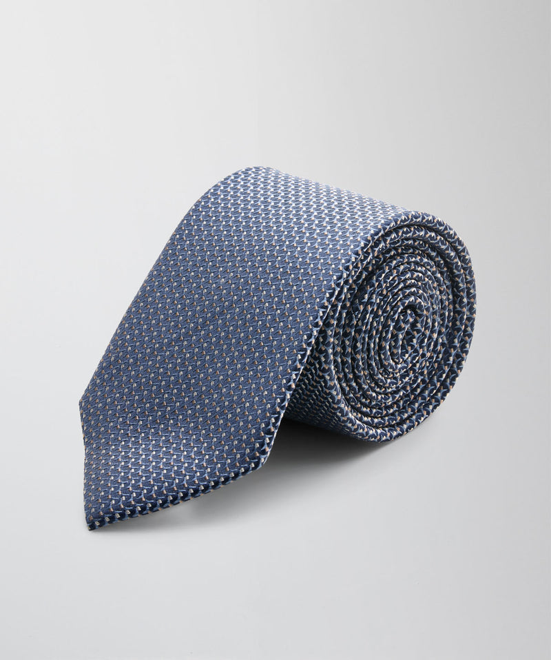 Silk Micro Pattern Tie - Navy-GAZMAN