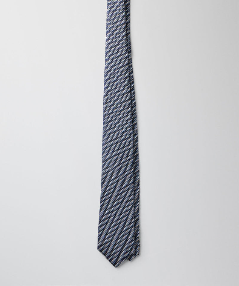 Silk Micro Pattern Tie - Navy-GAZMAN