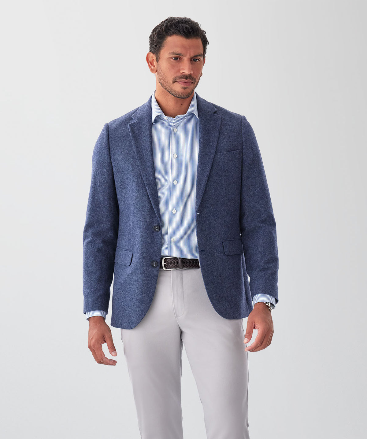 Wool Blend Plain Sports Jacket - Navy-GAZMAN