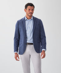 Wool Blend Plain Sports Jacket - Navy-GAZMAN