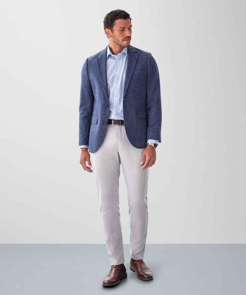 Wool Blend Plain Sports Jacket - Navy-GAZMAN