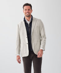 Wool Blend Unstructured Sports Jacket - Grey Melange-GAZMAN