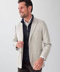 Wool Blend Unstructured Sports Jacket - Grey Melange-GAZMAN